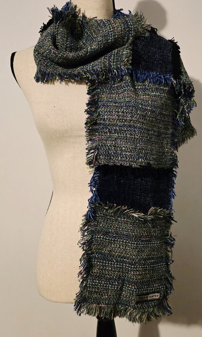 Susan Hayes Hand Loomed Handmade Chenille Rectangle Scarf USA Made 9"x 60"